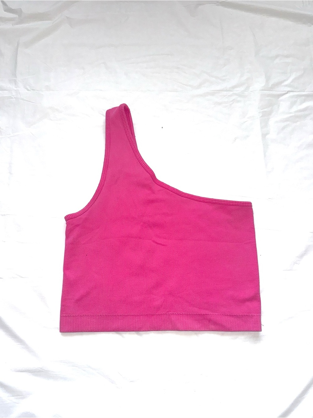 One-Shoulder Crop Sports Bra Top - Pink